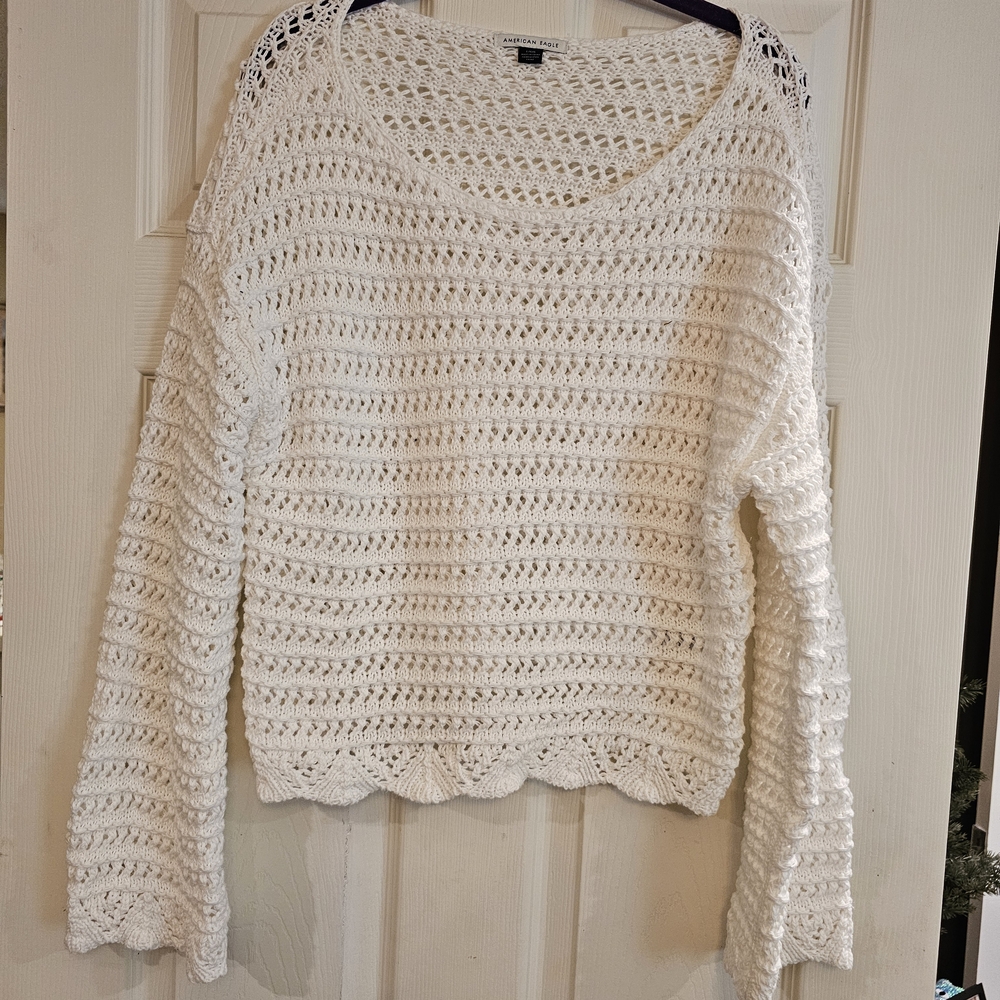 American Eagle Outfitters Cream Knit Sweater
